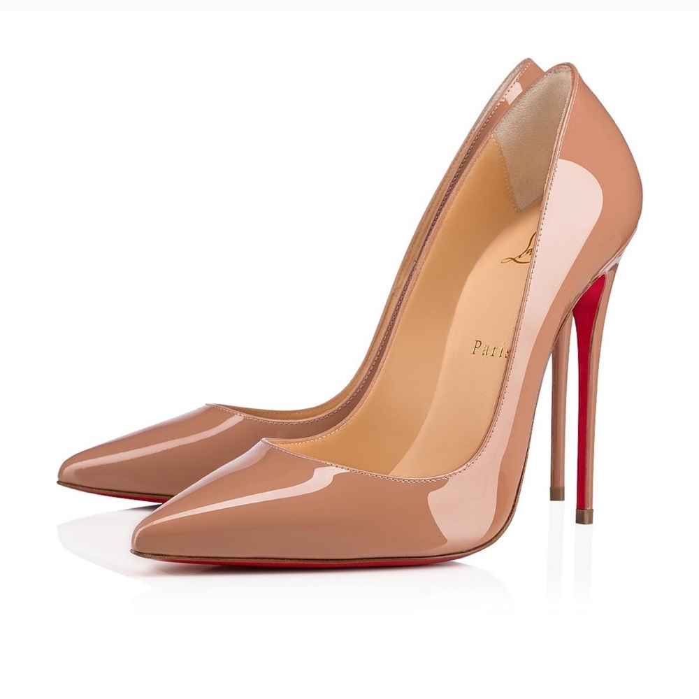 Christian Louboutin So Kate 120mm Patent Leather Pump Heel Blush Pointy Toe 37